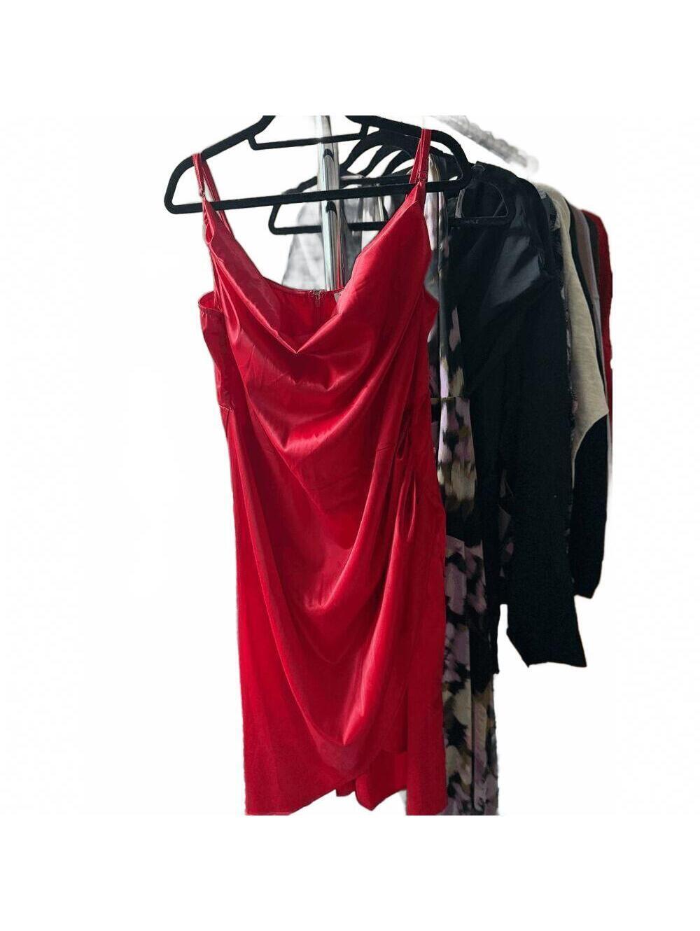 Rebdolls Red Midi Ruched Romantic Slip Dress Plus Size 4X